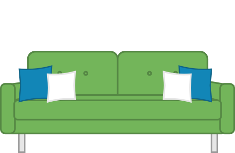 Sofa next to boiler installer that does a service on radiator in a house in Βolton Sofa next to boiler installer that does a service on radiator in a house in Βolton